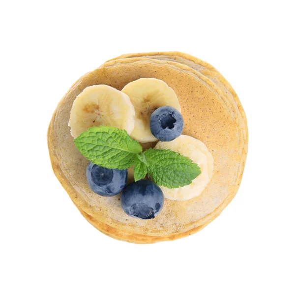 Pancake Oatmeal Lezat Dan Bahan Bahan Pada Latar Belakang Putih — Stok Foto