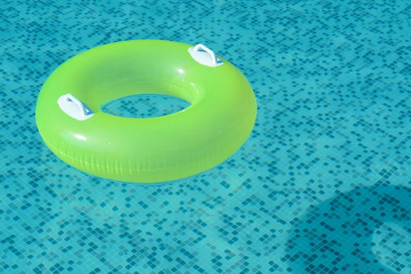 Light Green Inflatable Ring Floating Swimming Pool Space Text — Stock Photo, Image