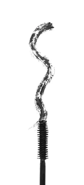 Uygulayıcı Siyah Rimel Lekesi Beyaz Arkaplanda Üst Görünümde — Stok fotoğraf