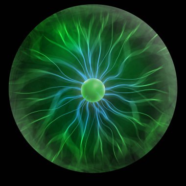Siyah arka planda plazma küresi, illüstrasyon. Fizik
