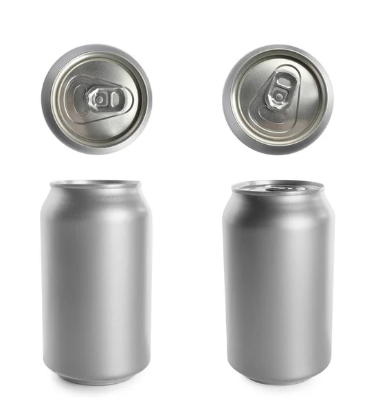 白を基調としたアルミ飲料缶セット — ストック写真