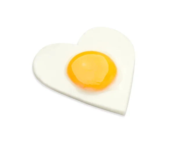 Смачне Смажене Яйце Формі Серця Ізольоване Білому — стокове фото