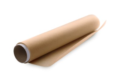 Beyaz üzerine izole edilmiş fırın kağıdı rulosu