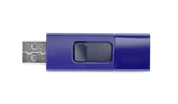 Синий Usb Flash Drive Изолированы Белом — стоковое фото