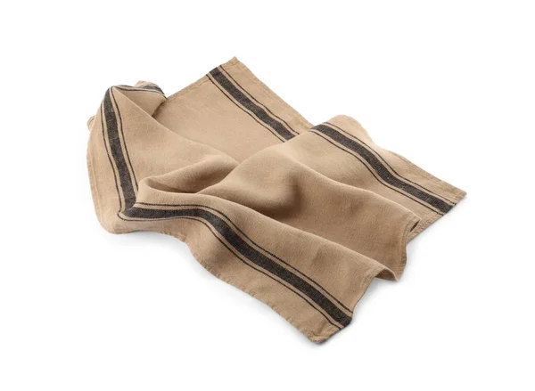 Beige Cloth Napkin Stripes Isolated White — ストック写真