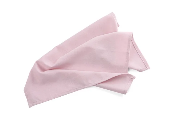 One Pink Kitchen Napkin Isolated White Top View — Stock Photo, Image