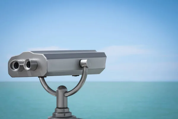 Metal Tower Viewer Installed Sea Space Text Mounted Binoculars — Stock Photo, Image