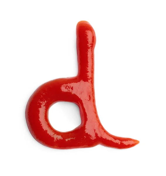 Carta Escrita Com Ketchup Sobre Fundo Branco — Fotografia de Stock