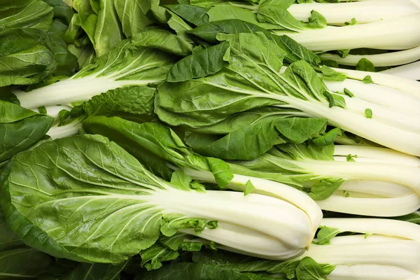 Fresh Green Pak Choy Cabbages Background Top View — Stock Photo, Image