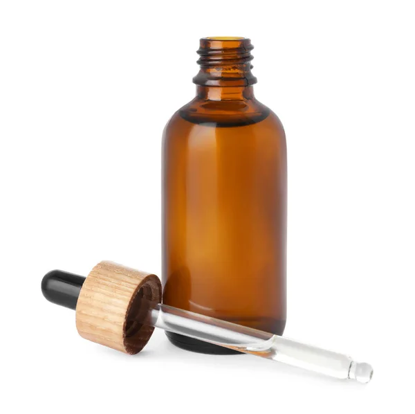 Bottle Essential Oil Dropper Isolated White — Foto de Stock