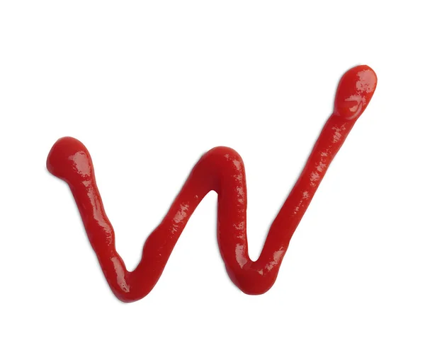 Letter Written Ketchup White Background — Stock Photo, Image