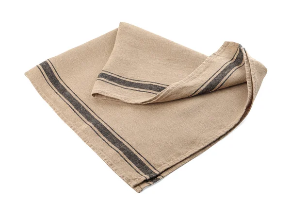 Beige Cloth Napkin Stripes Isolated White — Stockfoto