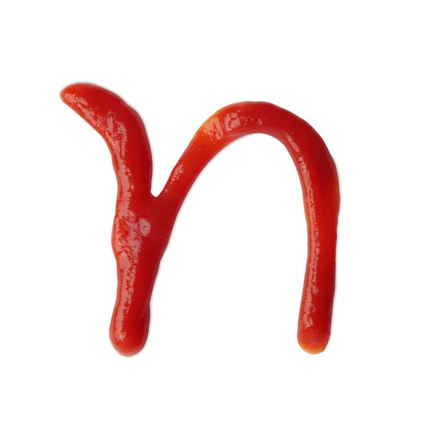 Betű Ketchuppal Fehér Alapon Írva — Stock Fotó