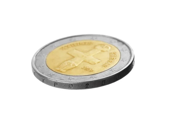 Europejskie Monety Nominale Dwóch Centów Białym — Zdjęcie stockowe