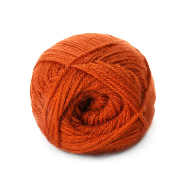 Soft Orange Woolen Yarn Isolated White — Stock Photo, Image