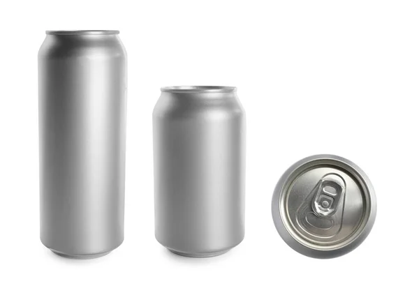 白を基調としたアルミ飲料缶セット — ストック写真