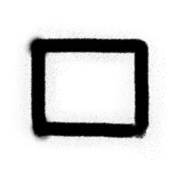 Čtverec Nakreslený Černým Sprejem Barvy Bílém Pozadí — Stock fotografie