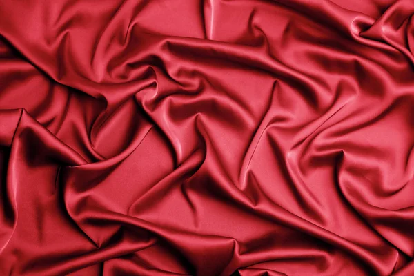 Delicate Red Silk Fabric Background Top View — Stock Photo, Image