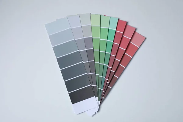 Color Paint Chips Light Background Top View — Stock Photo, Image