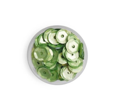 Konteynırdaki yeşil pullar beyaz, üst görünümde izole