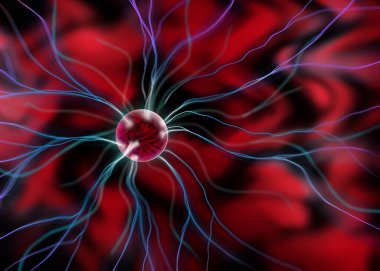 Siyah arka planda plazma küresi, illüstrasyon. Fizik