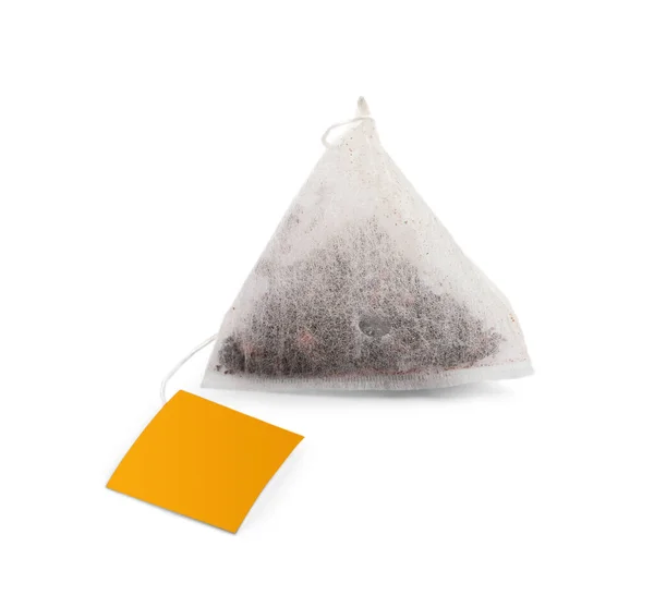 Nowa Piramida Torebka Herbaty Izolowane Białym — Zdjęcie stockowe