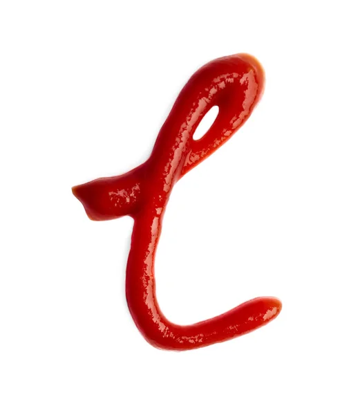 Carta Escrita Com Ketchup Sobre Fundo Branco — Fotografia de Stock