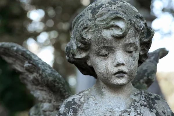 Belle Statue Ange Cimetière Gros Plan Symbole Religieux — Photo