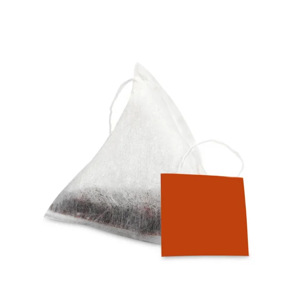 Beyaz Renkte Izole Edilmiş Yeni Piramit Çay Poşeti — Stok fotoğraf
