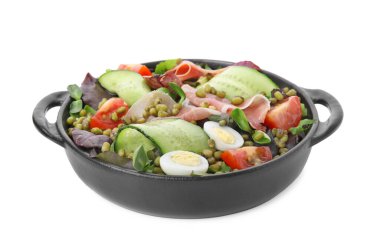 Beyaz fasulyeli bir kase salata.