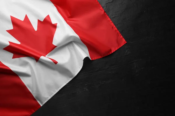 Флаг Канады Черном Столе Вид Сверху Пространство Текста — стоковое фото