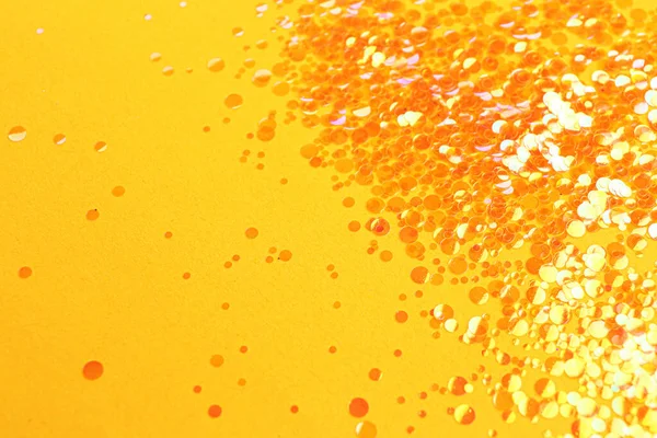 Paillettes Brillantes Brillantes Sur Fond Orange Espace Pour Texte — Photo