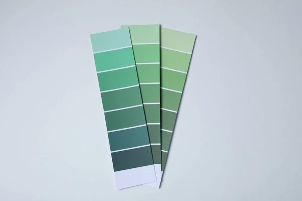 Kolor Farby Wióry Zielone Odcienie Jasnym Tle Widok Góry — Zdjęcie stockowe