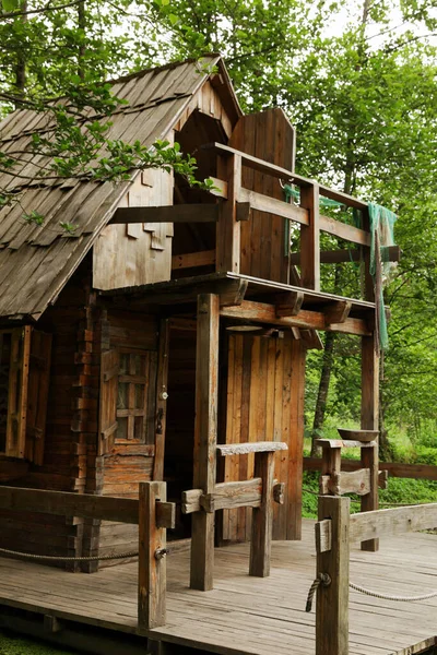 Old Wooden Hut Beautiful Tranquil Forest — Photo