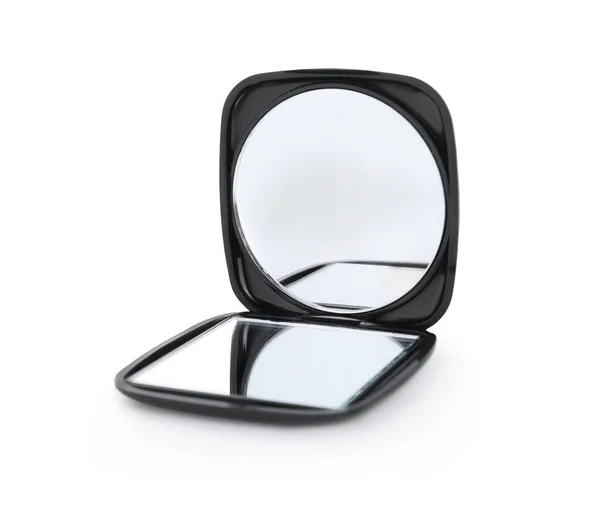 화장품 주머니 거울을 흰색으로 분리하는 — 스톡 사진