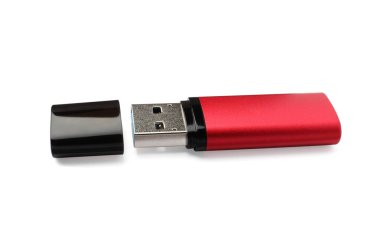beyaz izole kırmızı usb flash sürücü