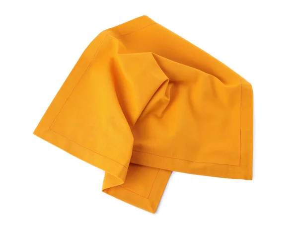 Neue Saubere Orangefarbene Stoffserviette Isoliert Auf Weiß Draufsicht — Stockfoto