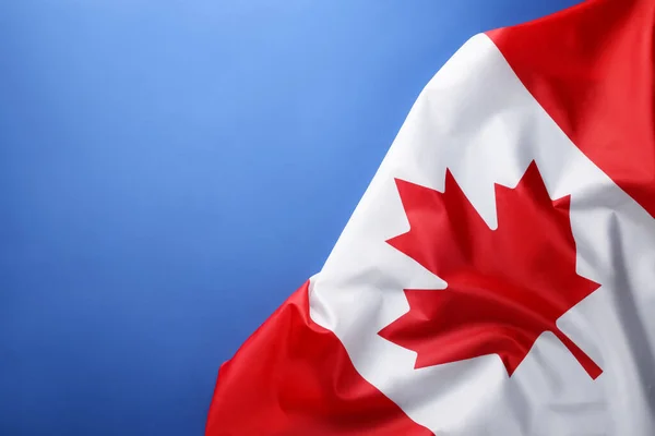 Flagge Von Kanada Auf Blauem Hintergrund Draufsicht Raum Für Text — Stockfoto