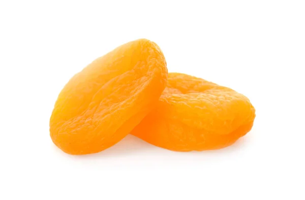 Two Tasty Apricots White Background Dried Fruits — Stock Photo, Image