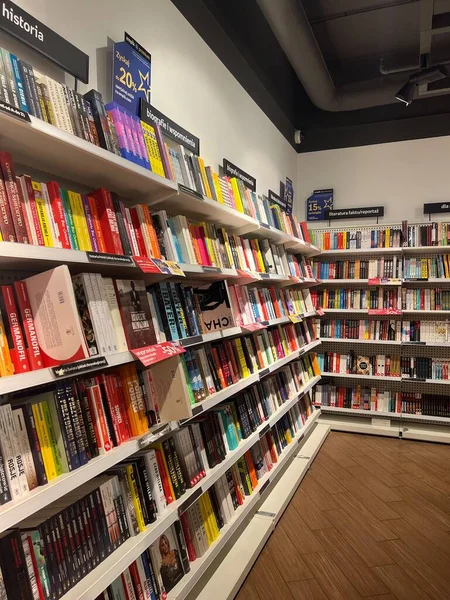 Warsaw Poland July 2022 Rack Different Books Store — Stock Photo, Image
