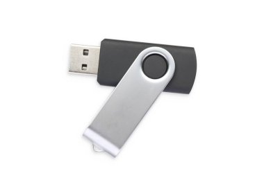 Modern usb flaş bellek beyaz, üst görünümde izole