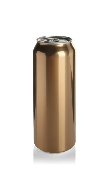 Golden Aluminum Can Drink Isolated White — Stock Photo, Image