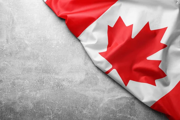 Флаг Канады Светло Сером Каменном Столе Вид Сверху Пространство Текста — стоковое фото