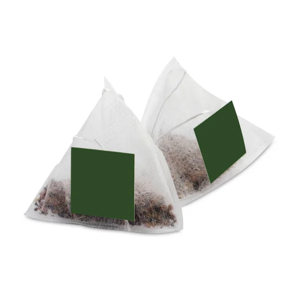 New Pyramid Tea Bags White Background — Stock Photo, Image