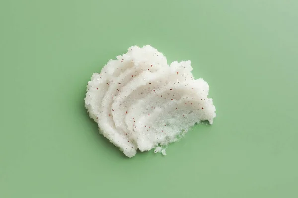 Sample Body Scrub Green Background Top View — Stock Photo, Image