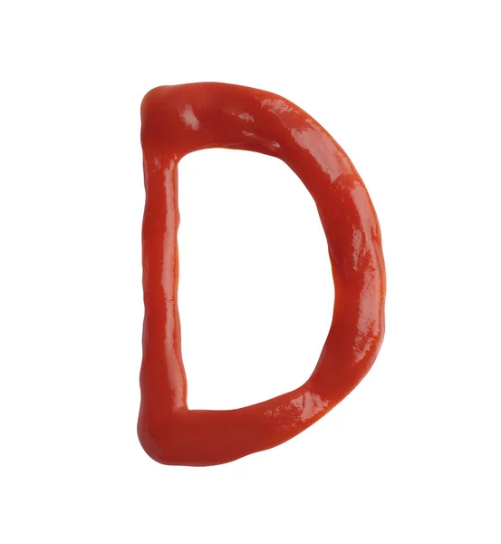 Lettera Scritta Con Ketchup Sfondo Bianco — Foto Stock