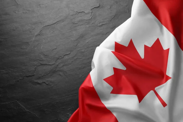 Flagge Von Kanada Auf Schwarzem Tisch Draufsicht Raum Für Text — Stockfoto