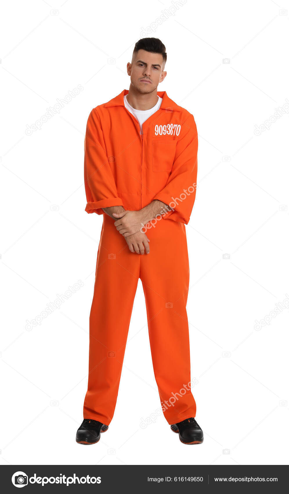Prisionero Mono Naranja Sobre Fondo Blanco: fotografía de stock © NewAfrica  #616149650