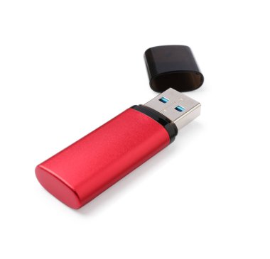 beyaz izole kırmızı usb flash sürücü