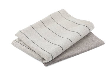 Katlanmış mutfak peçeteleri beyaza izole edilmiş.